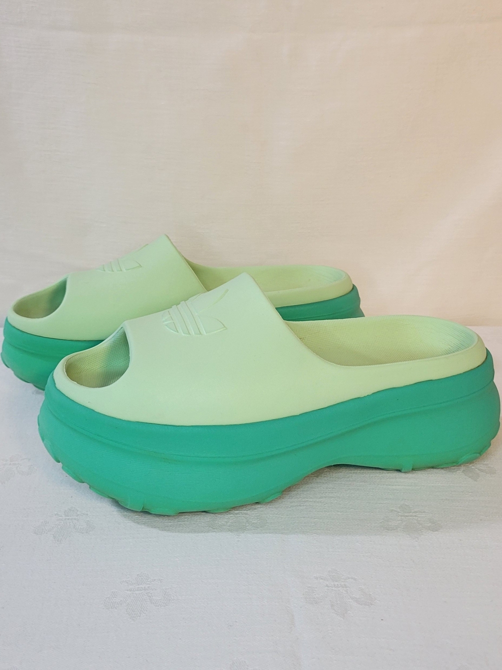 Adidas Women’s 9 Adifoam "Stan" Platform Slide Sandals Shoes in Mint Green